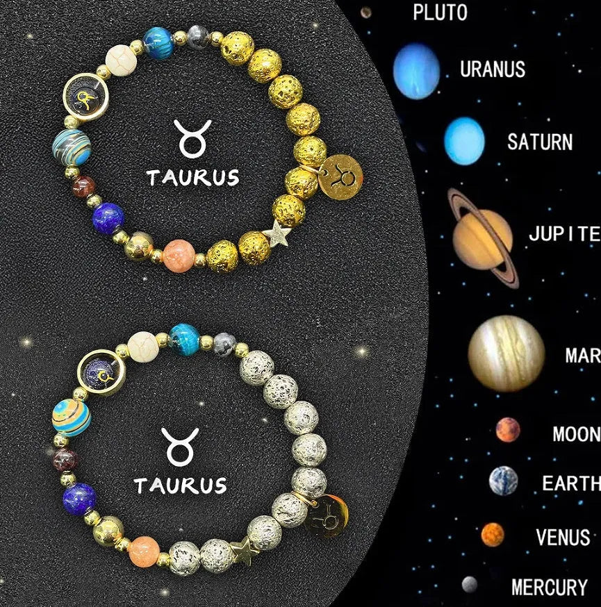 Natural stone beaded bracelets with Chinese zodiac animal designs on elastic cords