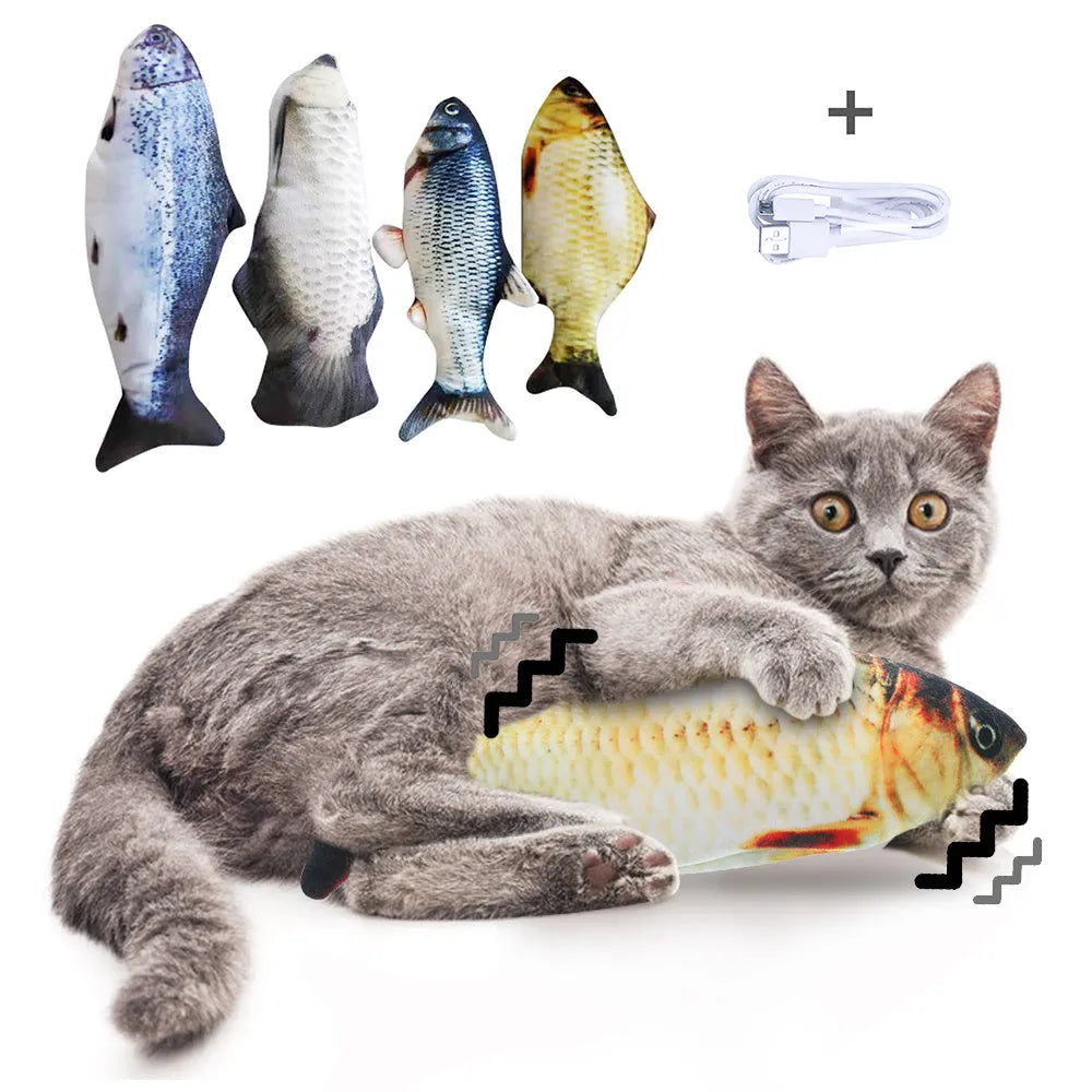 Electronic jumping fish simulation cat toy without catnip, 30cm multicolour design with USB charging