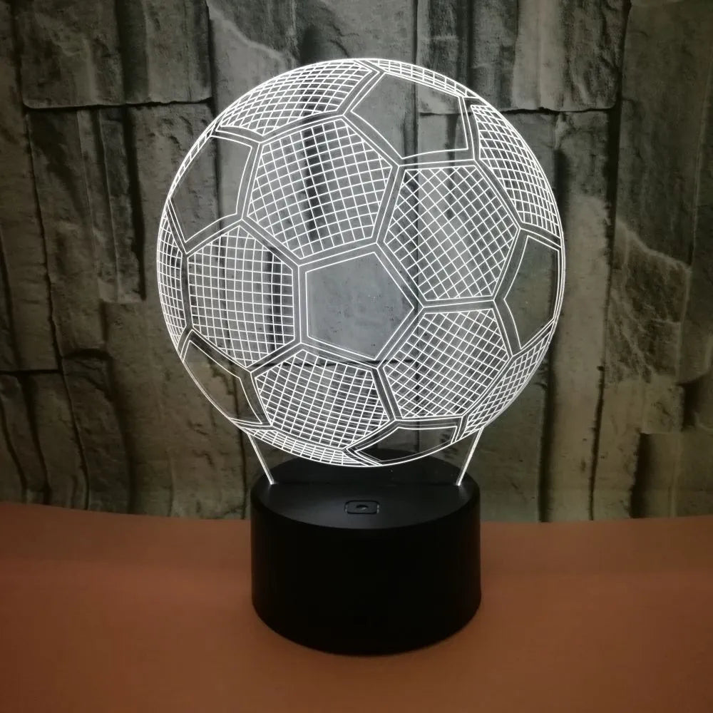 3D football design night light showing colour changing modes with touch controls