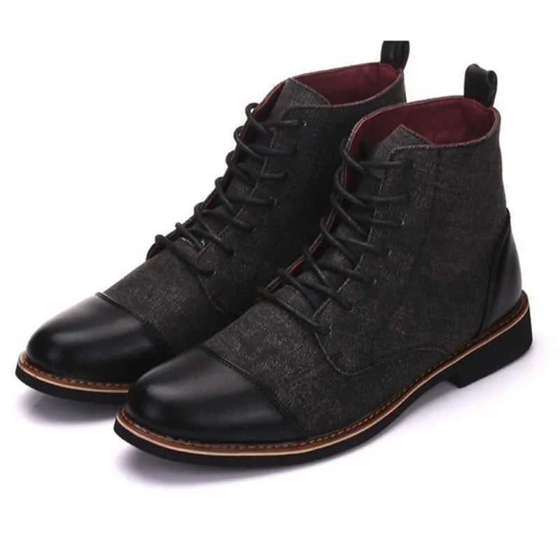 Leather motorcycle boots with metal buckle straps in black, blue, grey or khaki colours