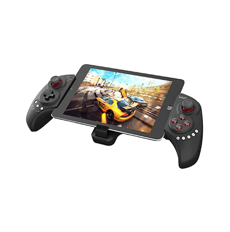 PG-9023 wireless telescopic game controller extended with smartphone showing dimensions