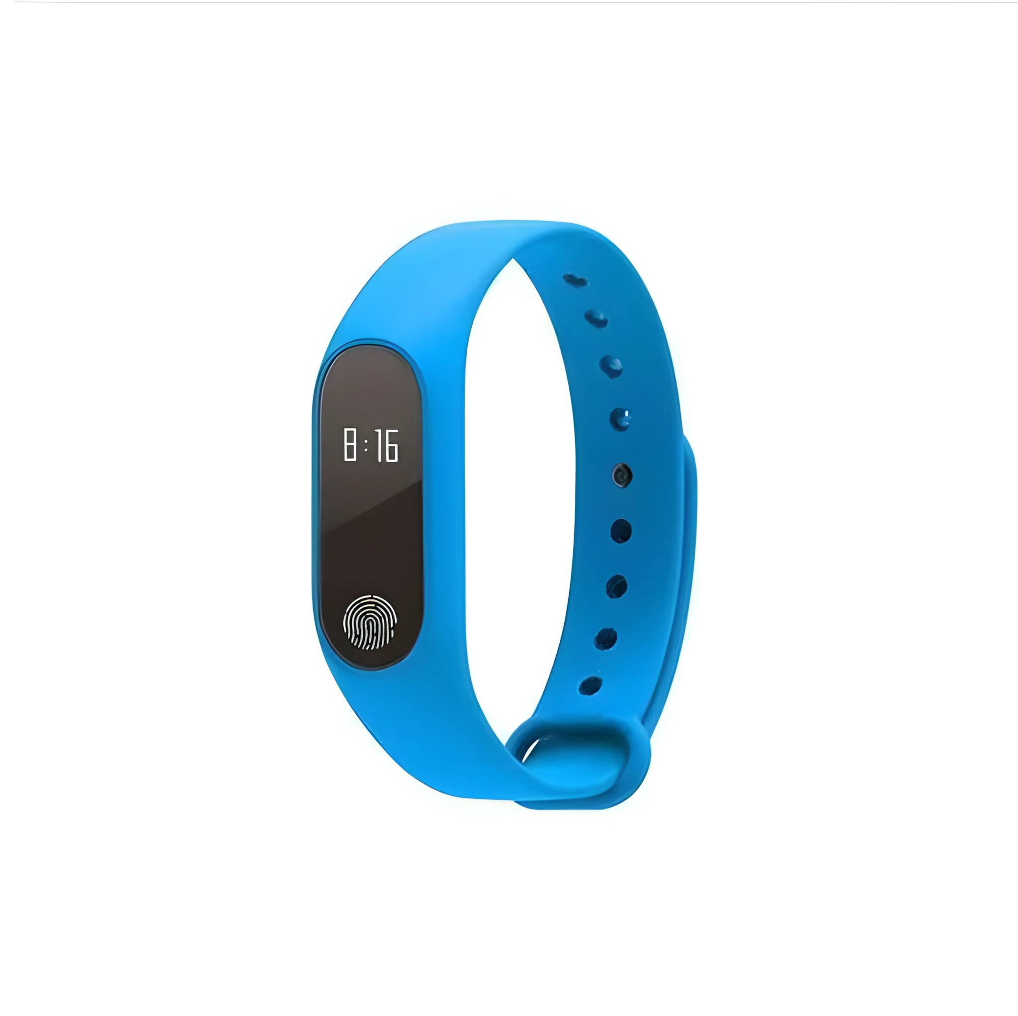 Waterproof smart fitness tracker hand ring on a wrist, showing heart rate monitoring and available in multiple colours.