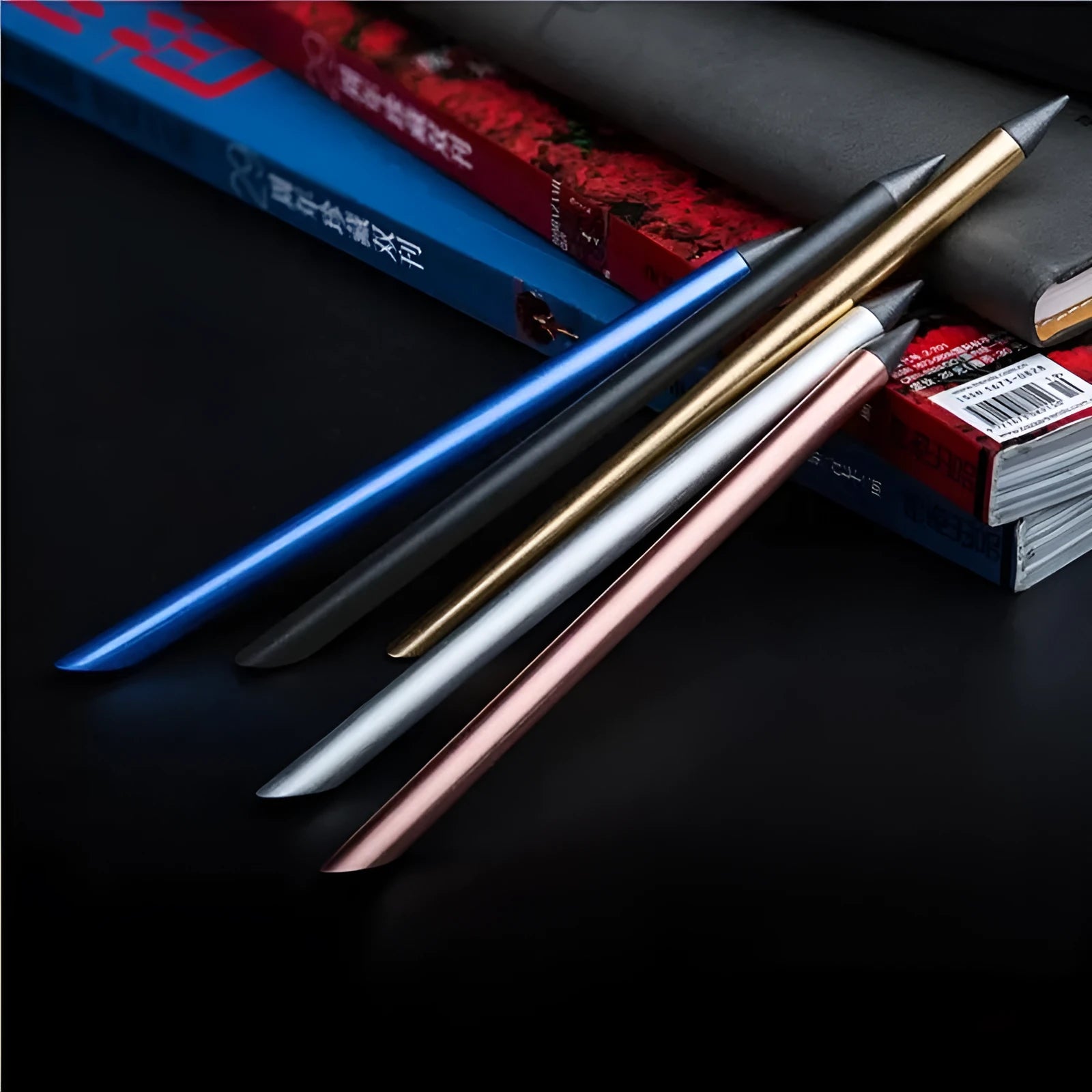 Inkless metal pen with special alloy steel tip available in silver gold and black with spare nib