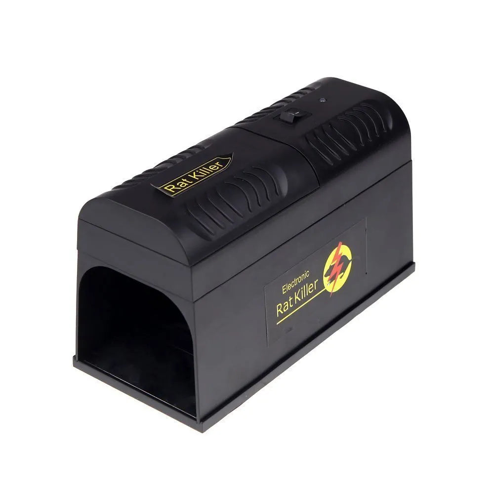 Black high voltage rodent killer unit with British plug option for indoor pest control