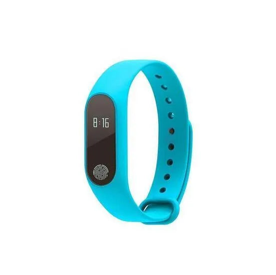 Waterproof smart fitness tracker hand ring on a wrist, showing heart rate monitoring and available in multiple colours.