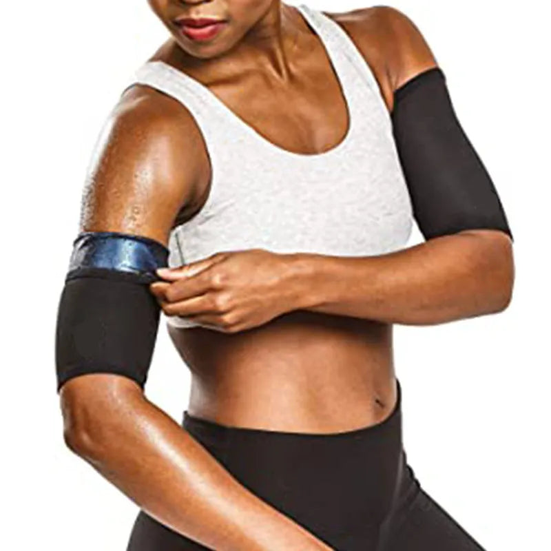 Arm band sports sweatband in blue, silver, black and yellow, and black and red colour options