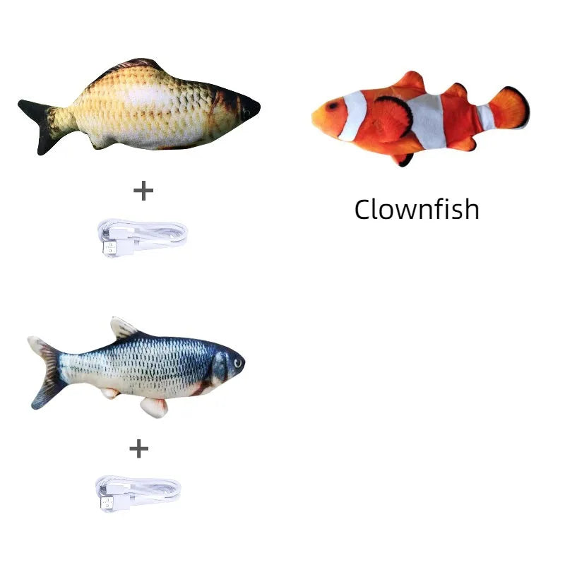 Electronic jumping fish simulation cat toy without catnip, 30cm multicolour design with USB charging