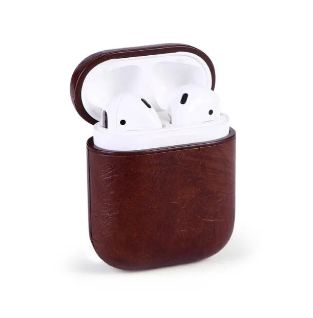 Genuine leather Bluetooth earphone charging case in four colour options
