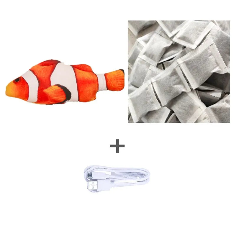 Electronic jumping fish simulation cat toy without catnip, 30cm multicolour design with USB charging