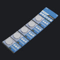 CR2032 3-volt lithium button cell battery on a card, showing its 20mm diameter and silver colour.