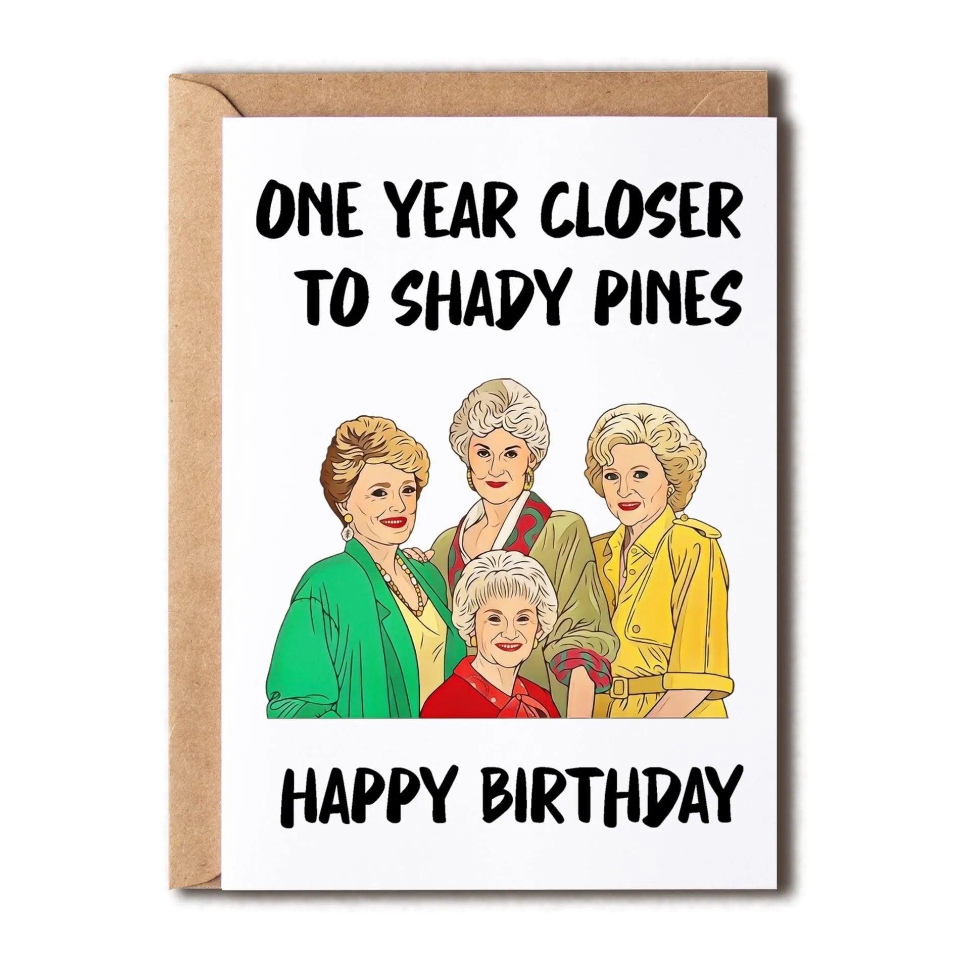 Simple modern birthday greeting card with a choice of coloured or Kraft paper envelopes.