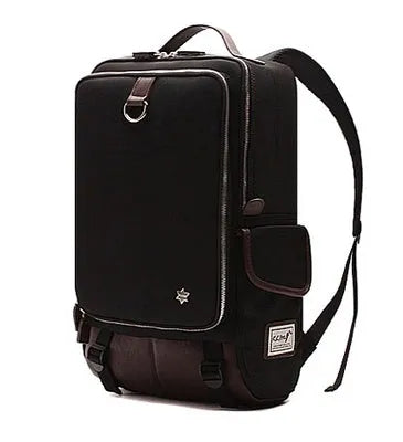 Modern Korean style men's backpack in Oxford cloth showing army green colour option.