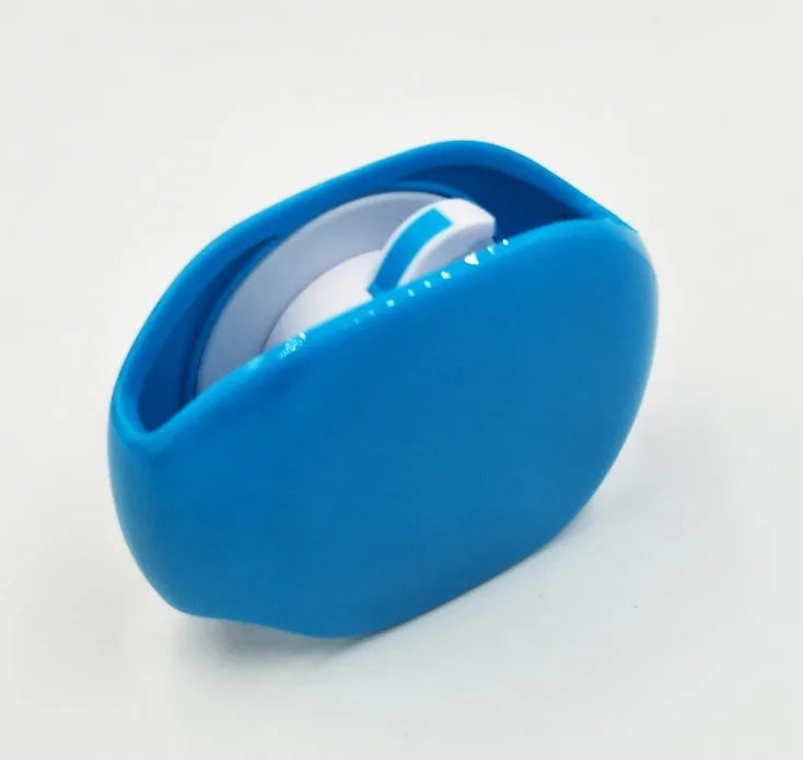 Automatic earphone retractor winder in black with extended cable showing push-type mechanism