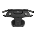 Black F5 mobile game controller showing compact dimensions and USB connection for phone gaming