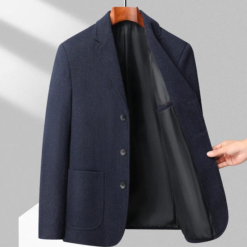 Men's loose fit wool coat in solid colours for spring and autumn casual wear