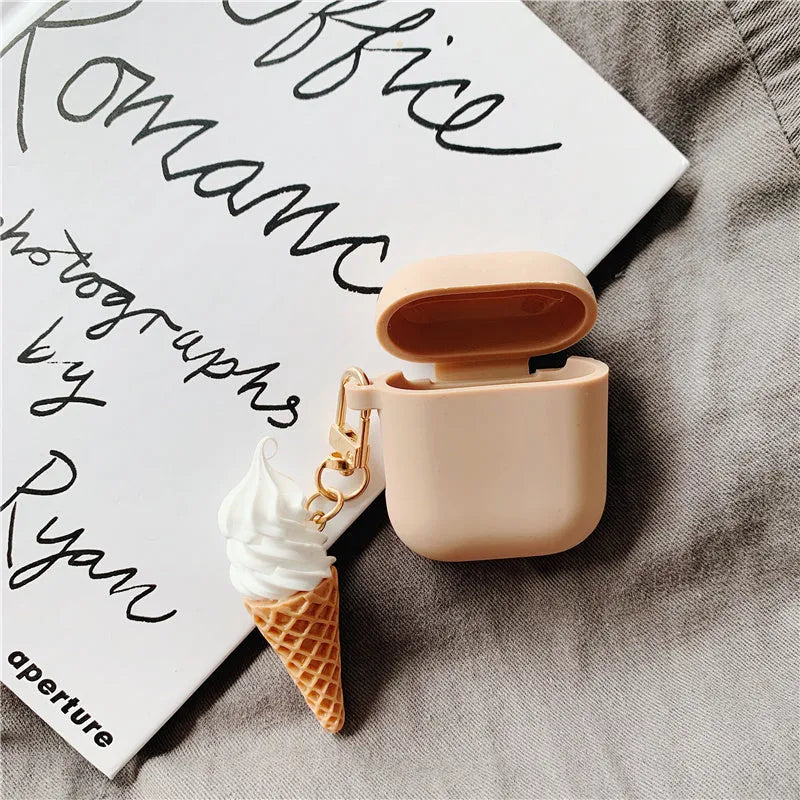 Silicone cylinder ice cream design case for Apple AirPods 2 wireless headphones.