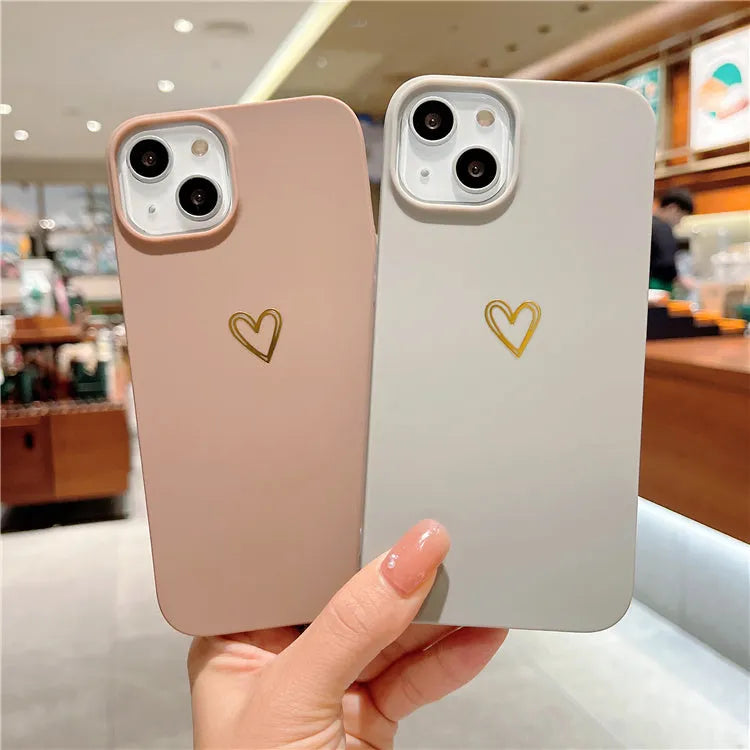 Soft silicone iPhone case with hot stamped love design in grey brown colour with non-slip TPU protection