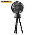 HOMEFISH F2 portable fan with automatic head shaking, LED light, and removable bracket on a white background.
