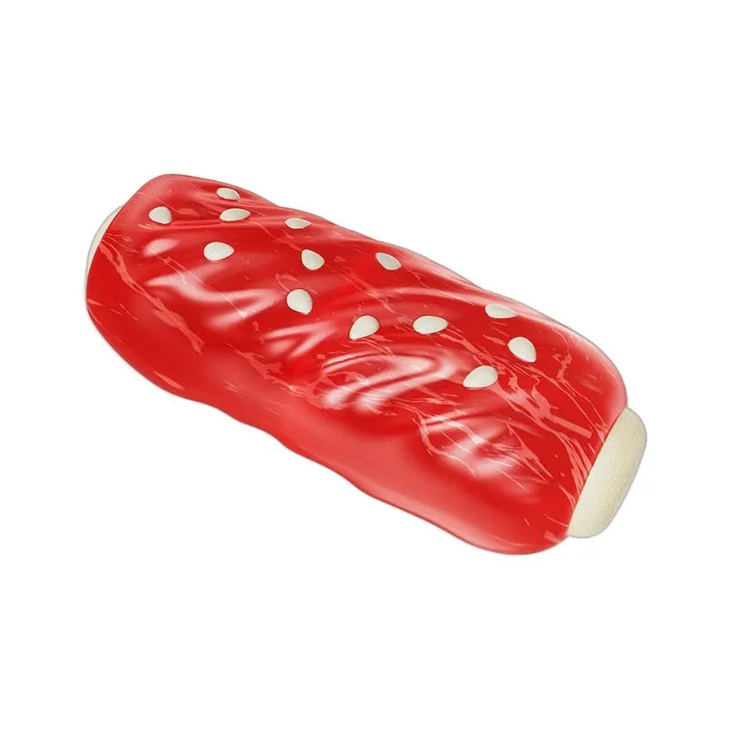 Primary colour dog molar cleaning rod toy with snack pockets and glue-filled toothbrush section