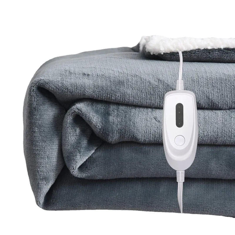 Grey, brown and white USB electric heating blanket with intelligent temperature control, size 70x100 cm.