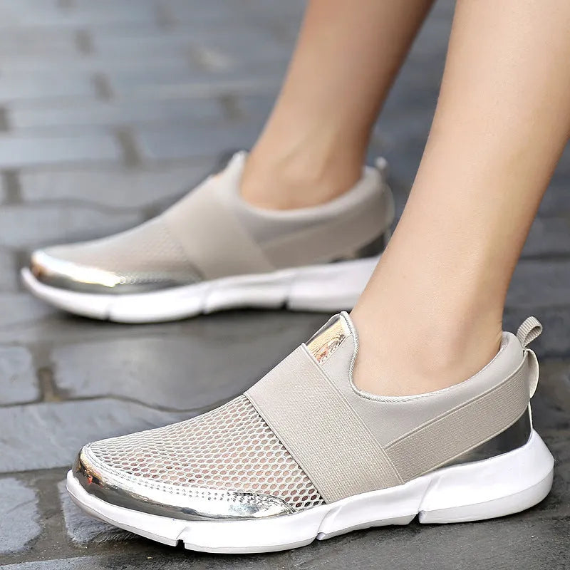 Women's lightweight sneakers with mesh inside material available in blue, black and grey colours