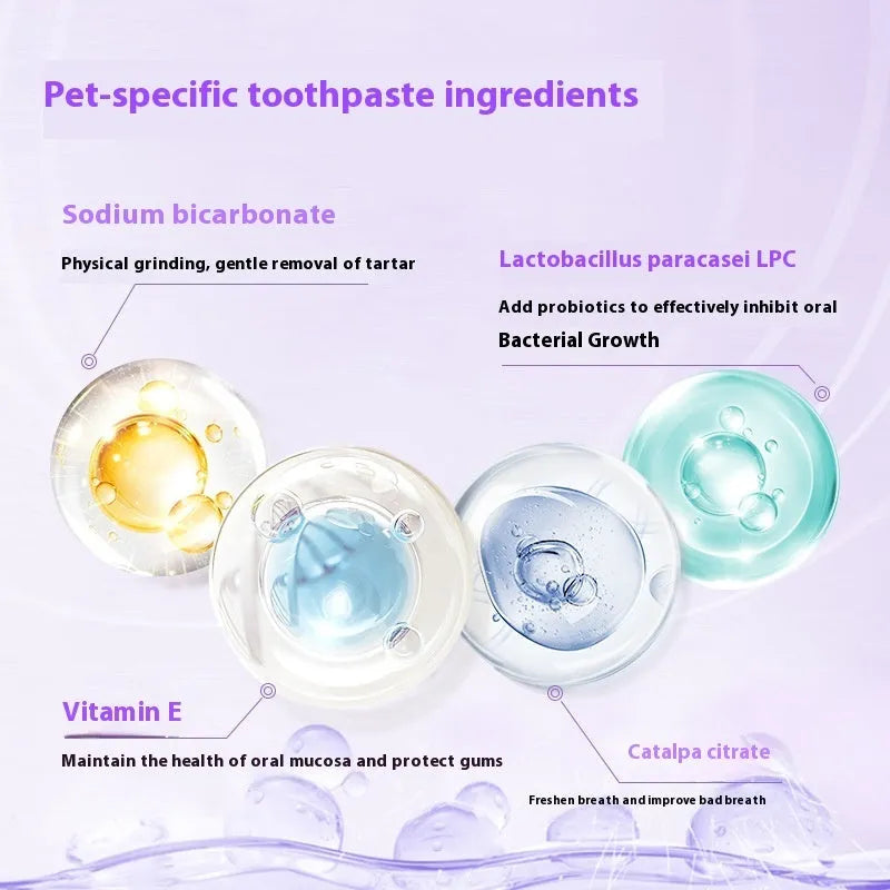 White and blue pet toothbrush pen with brush tip for dog and cat teeth cleaning