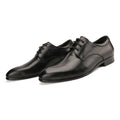 Men's black leather Derby shoes with rubber soles and pointed toe for business wear