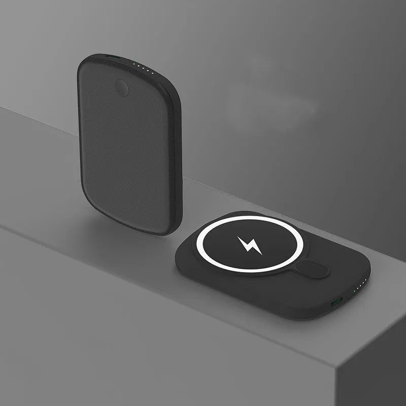 MagSafe magnetic wireless power bank in black, pink, white, or purple with creative design plastic shell.
