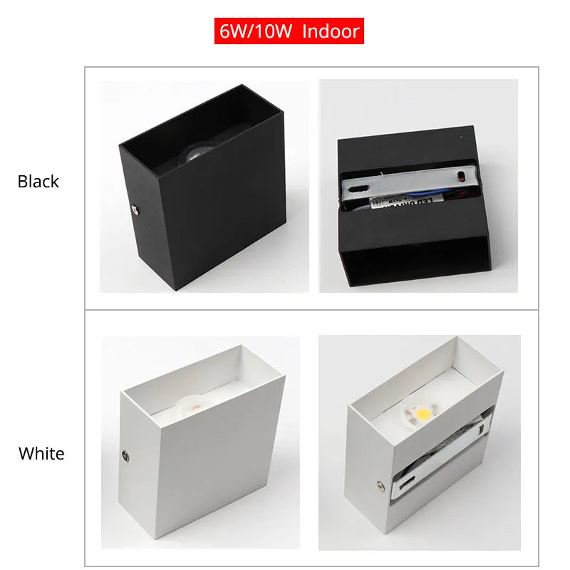 100mm cubic aluminium alloy wall lamp in black grey or white for indoor corridor and outdoor garden use