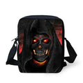 Children's medium messenger bag with skull patterns showing double straps and soft handle