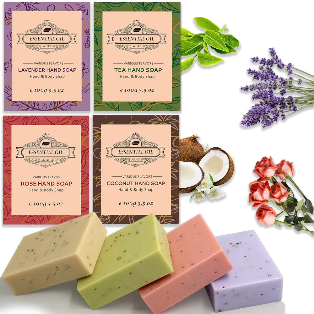 Frosted handmade essential oil soap bar in coconut, green tea, lavender, or rose scent