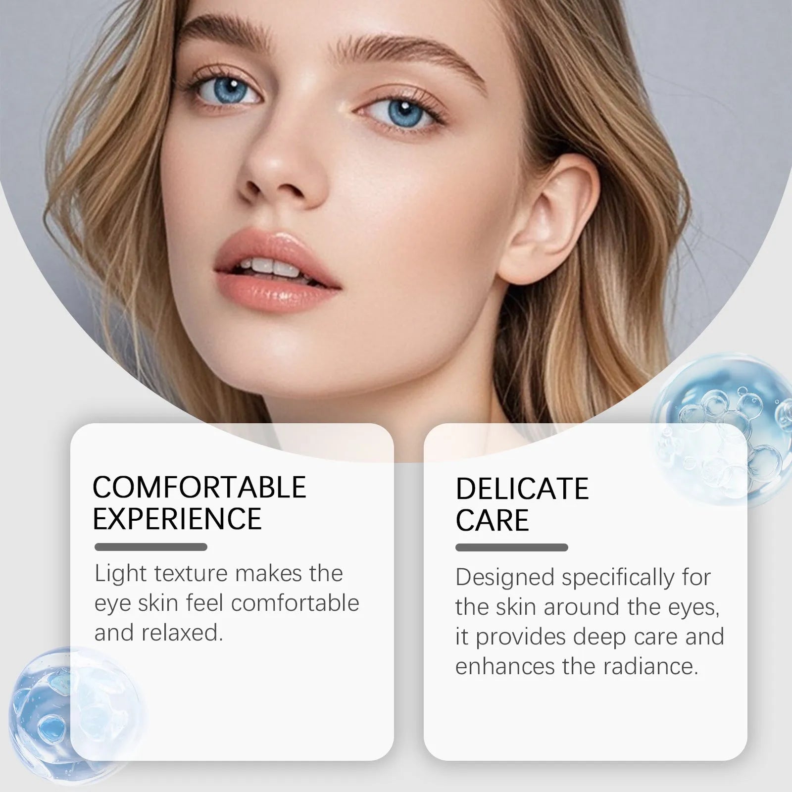 20g moisturising and nourishing eye cream pot with ingredients glycerol and ceramide EOS for eye contour care