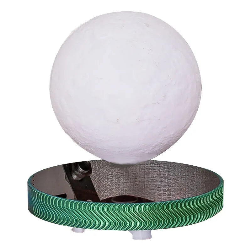 Magnetic suspension night lamp with floating 3D printed ornament in modern minimalist design