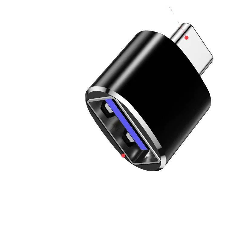 Type-C to Micro USB OTG adapter cable in black, silver, and gold colour options.