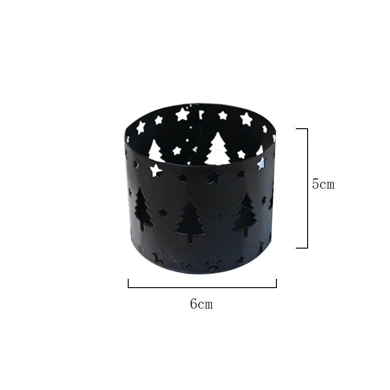 Black iron Christmas candlestick holder with creative elk bracket design for table decoration.