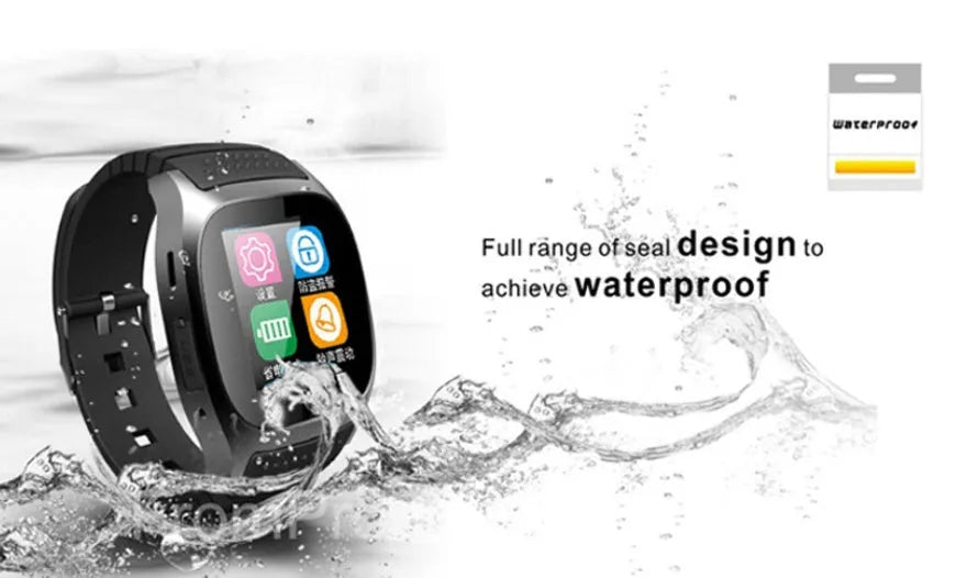 Smart Bluetooth sports watch in black, white, and blue colours compatible with iOS and Android
