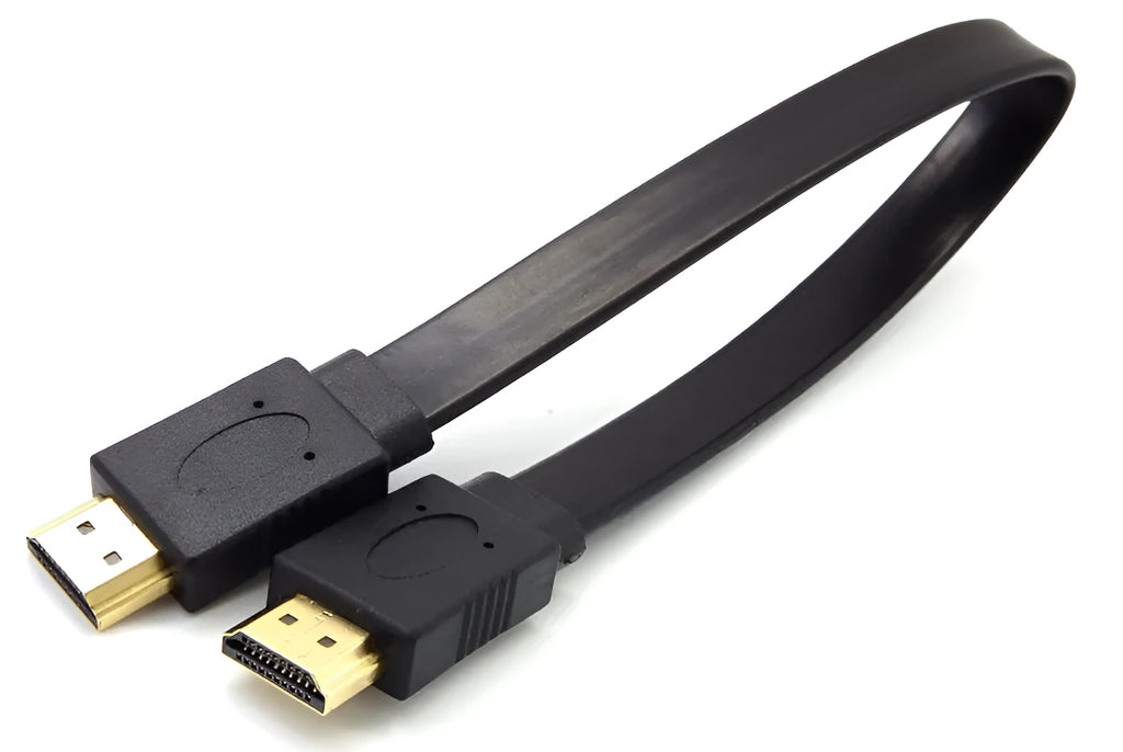 Flat design HDMI cable version 1.4 showing connectors and seven available length options
