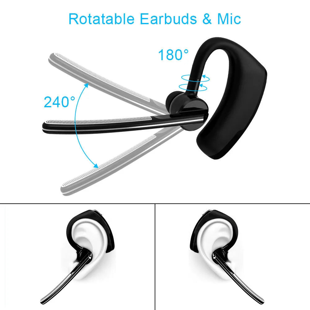 V9 wireless Bluetooth headset with microphone and charging cable for dual smartphone connection