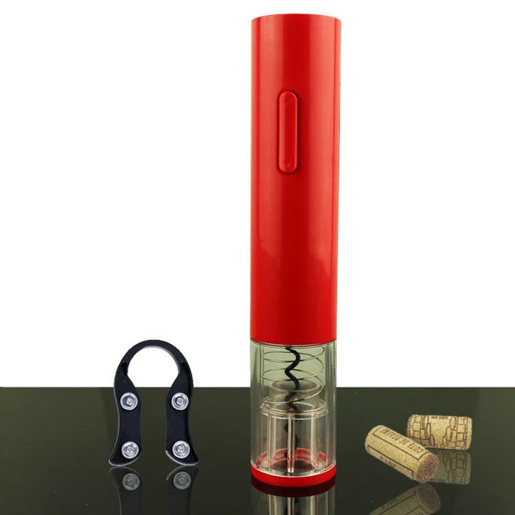 Black electric wine bottle opener with automatic corkscrew mechanism and foil cutter