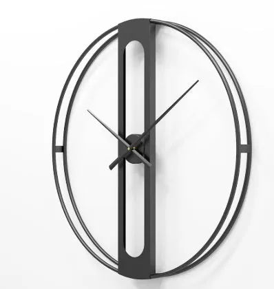 Large 50 cm round metal wall clock with Arabic numerals in black or gold finish