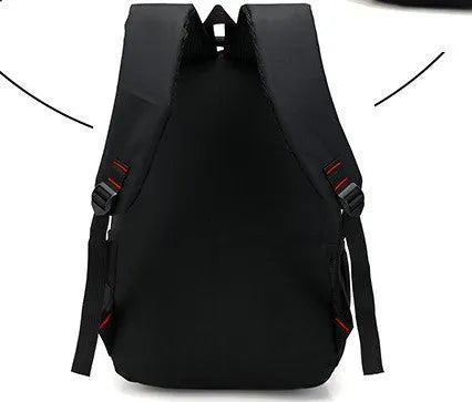 Teenage backpack in Oxford fabric showing side zipper pockets and breathable shoulder straps