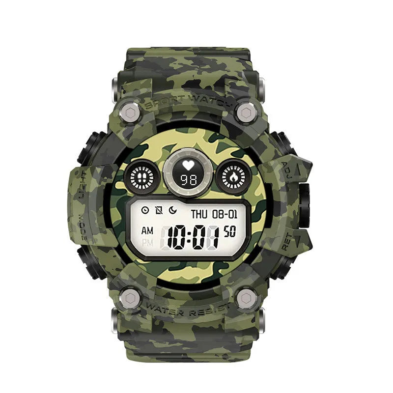 T6 tactical rugged smart watch with 1.3 inch screen in black or green colour options