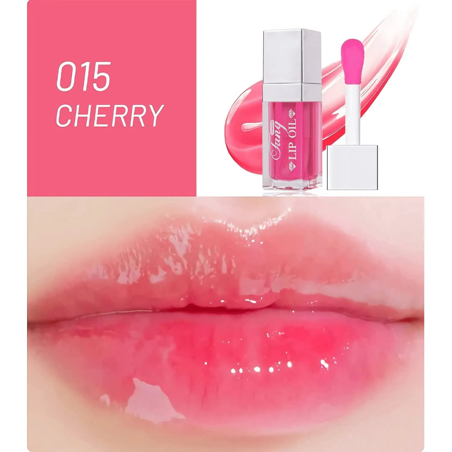 Mint flavour lip gloss stick in twist-up tube showing sheer glossy finish on lips