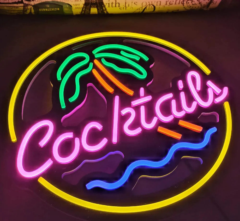 40x33mm LED coffee neon billboard with mixed colour light for bar and shop window decoration