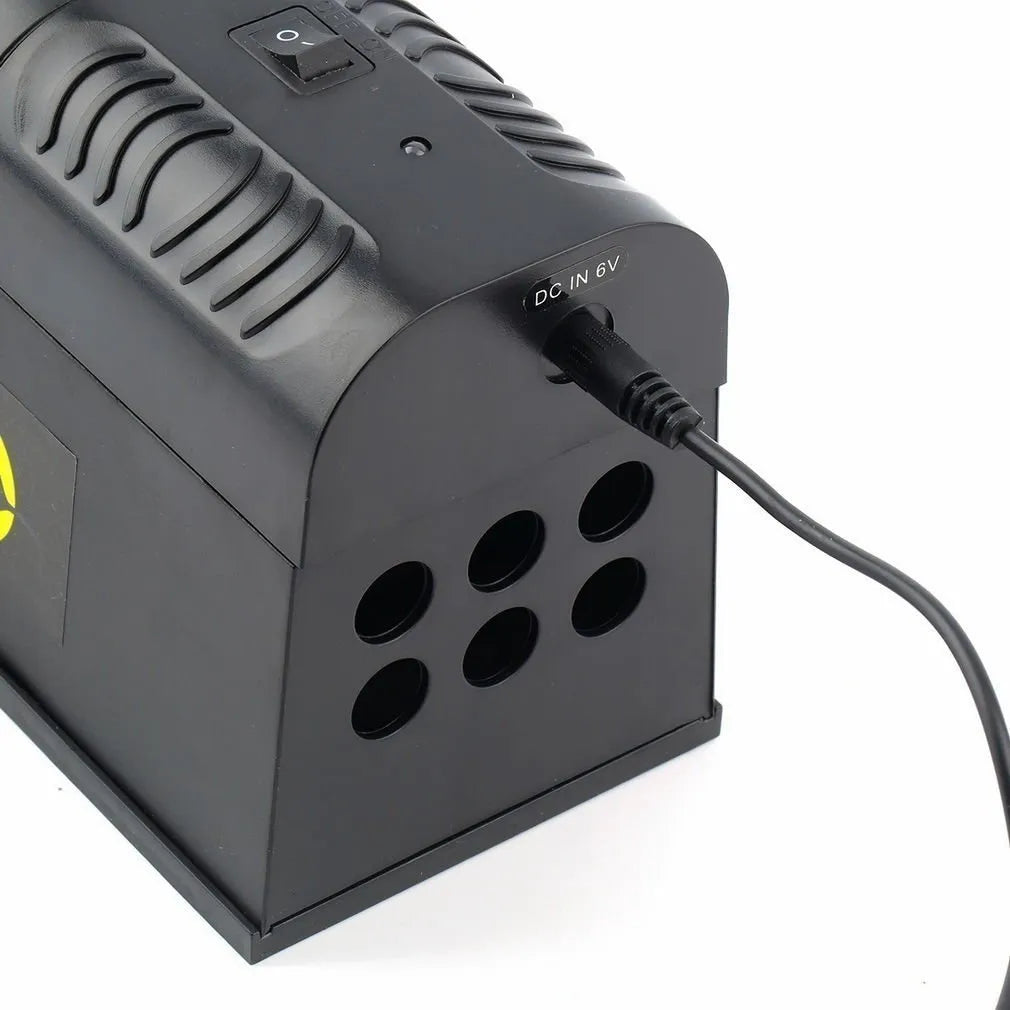 Black high voltage rodent killer unit with British plug option for indoor pest control
