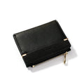 A two-fold PU leather ladies wallet with a zipper, shown in multiple colours, displaying internal card slots and compartments.