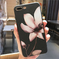 Embossed floral design TPU phone case for iPhone in black and white options