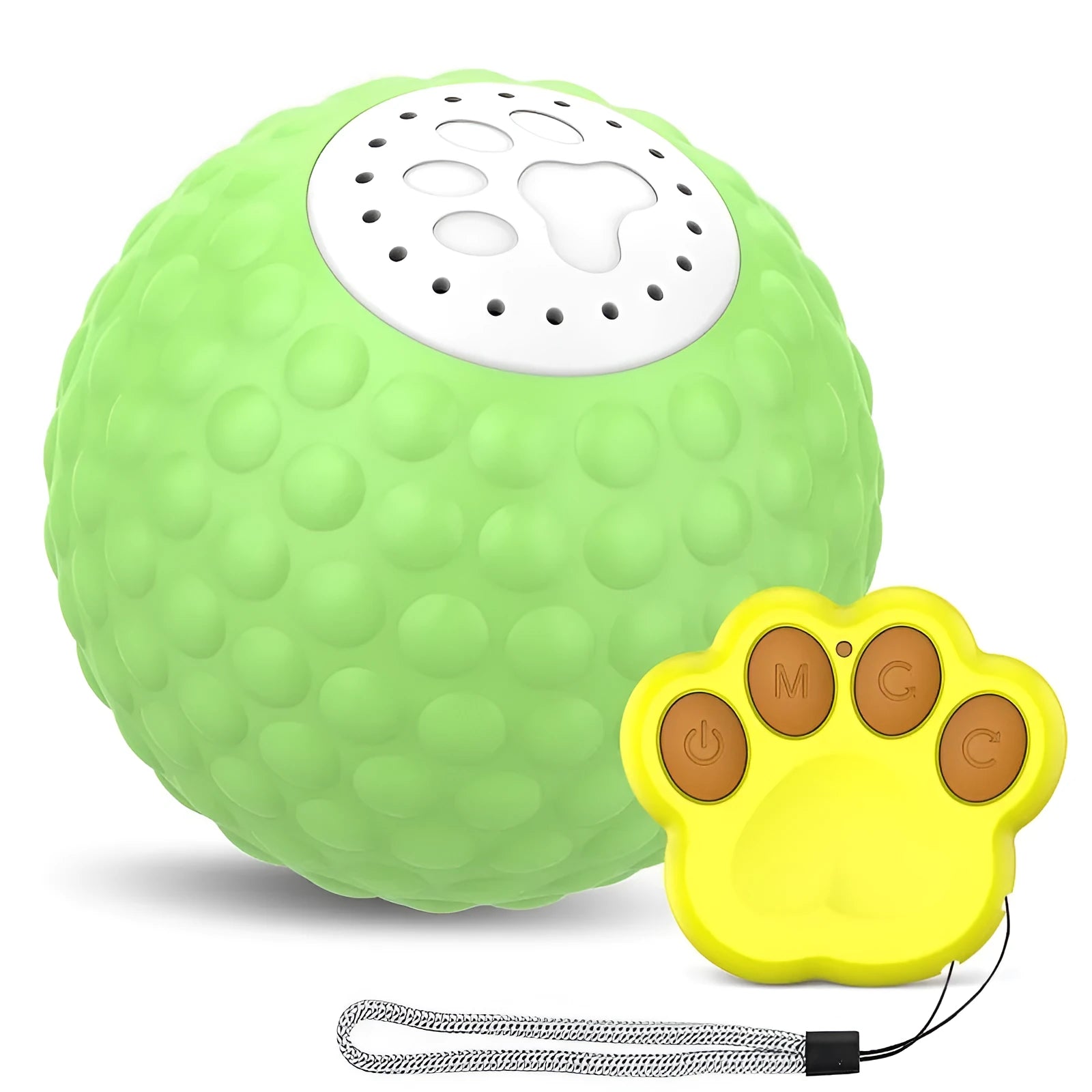 Remote control cat toy ball in blue, green or yellow colours with wireless controller