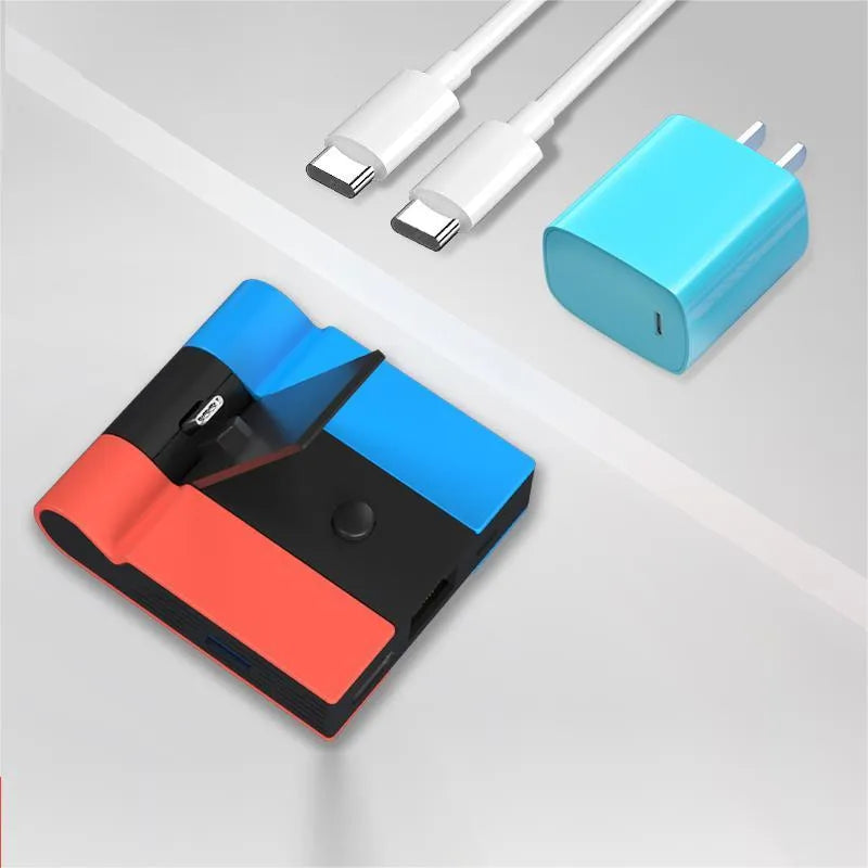 Game console portable adapter with aluminium alloy housing showing Type-C port and compact 10cm design