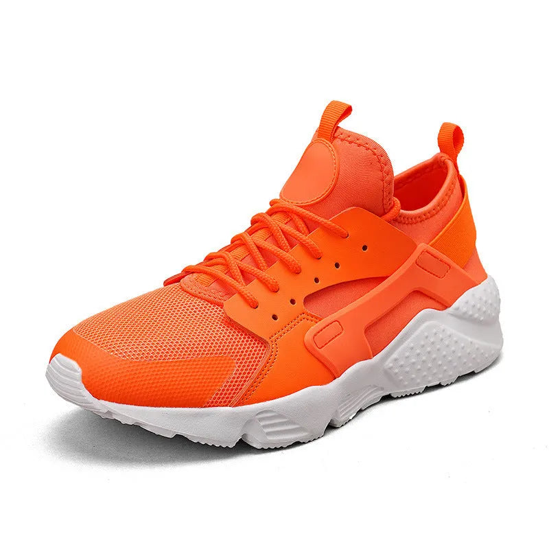 Men's low top casual shoes with cross strap design and mesh construction in fluorescent colours